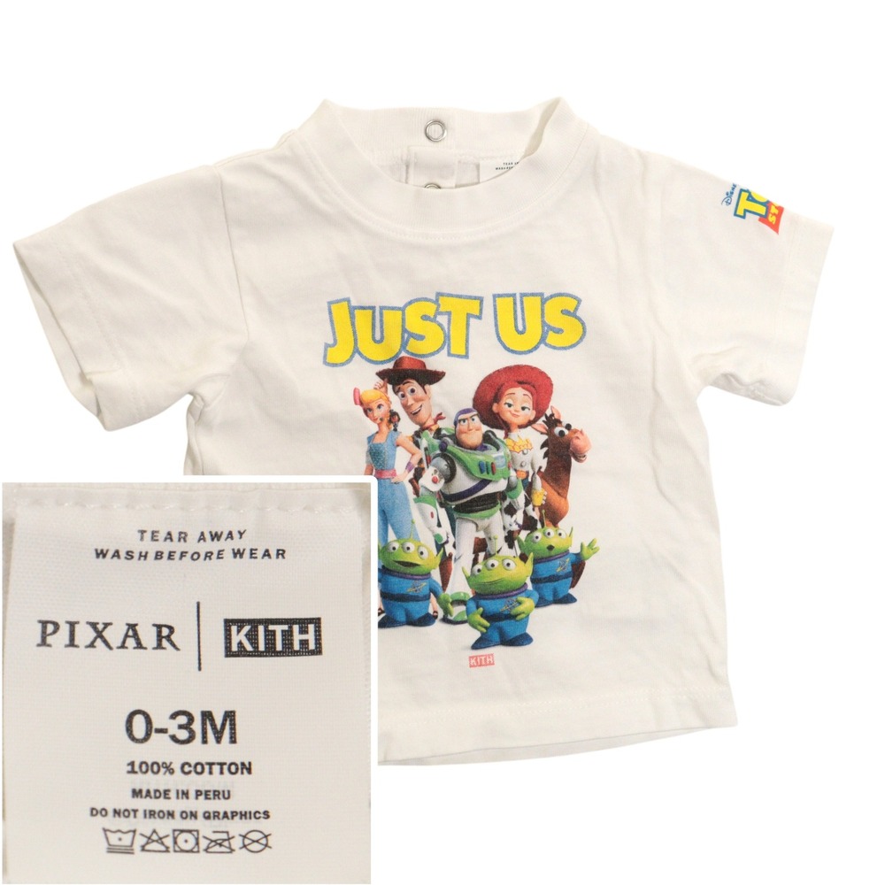 Kith x Pixar Toy Story Just Us Graphic Tee Streetwear White Cotton Baby 0-3M